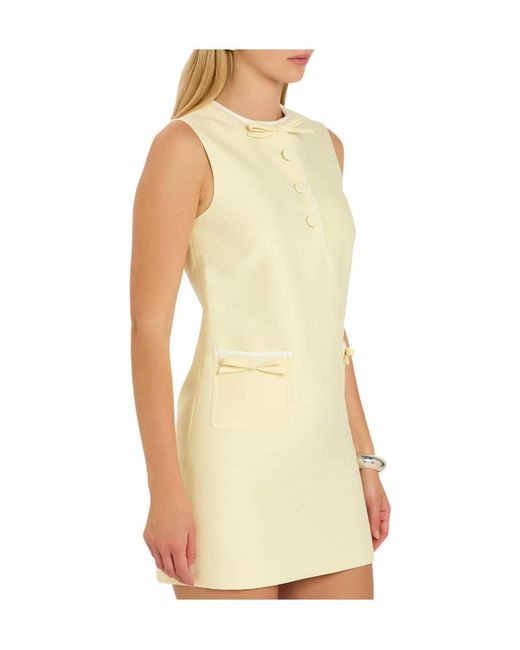 Self-Portrait Yellow Bow-Appliquéd Taffeta Mini Dress