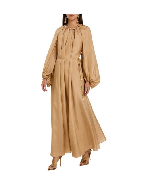 Zimmermann Natural Round Neck Cutout Dress