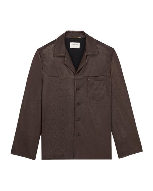 Saint Laurent Brown Button-Up Long-Sleeved Jacket