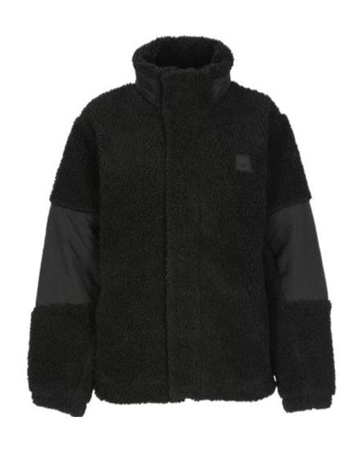 Rains Black Logo Detailed High Neck Jacket