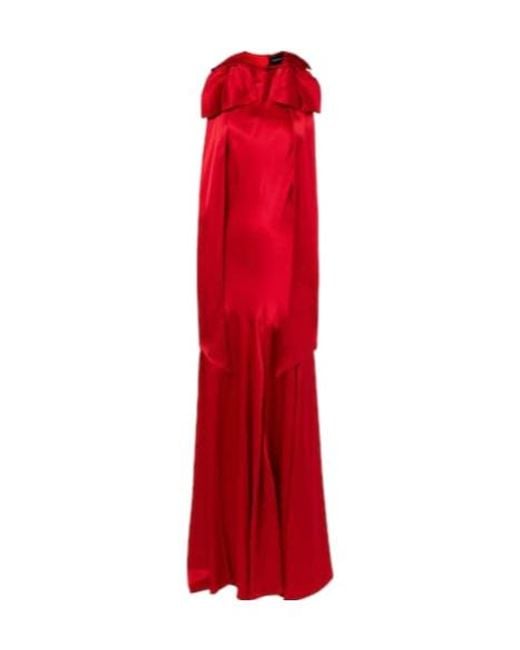 Simone Rocha Red Bow-Detail Open-Back Silk Satin Gown