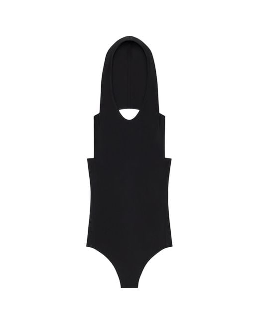 Courreges Black Hooded Bodysuit