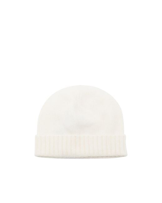 Malo White Fine-Knit Turn-Up Brim Beanie for men