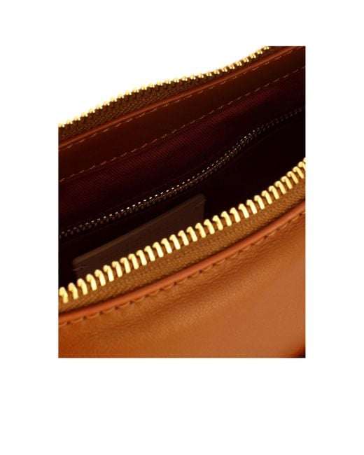 Coccinelle Brown Logo Printed Zipped Shoulder Bag