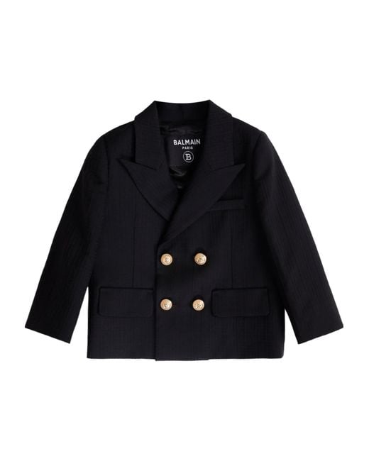 Balmain Blue Double-Breasted Blazer