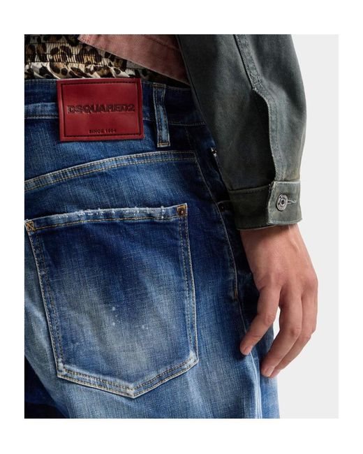 DSquared² Blue Five-Pocket Denim Jeans With Distressed Finish for men