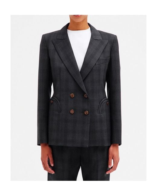 Blazé Milano Black Charmer Double-Breasted Checked Blazer