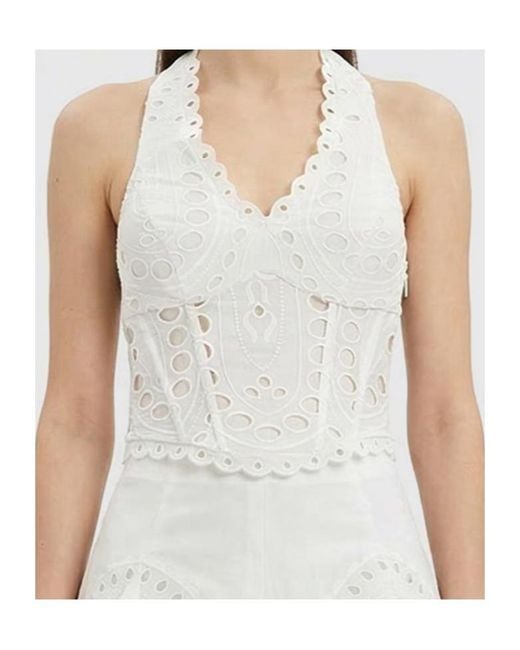 Charo Ruiz White Scalloped Halterneck Top