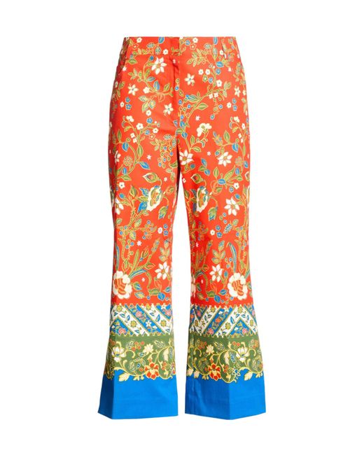 Tory Burch Orange Straight Floral Pants