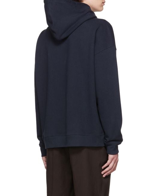 Valentino Blue Logo Flocked Drawstring Hoodie for men