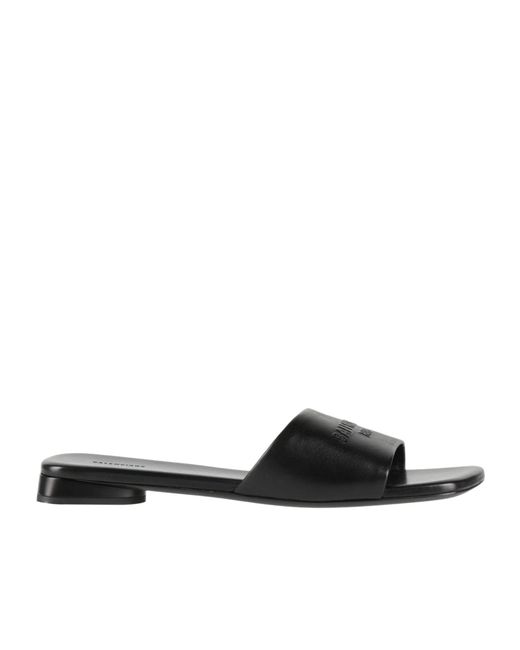 Balenciaga Black Logo Slippers