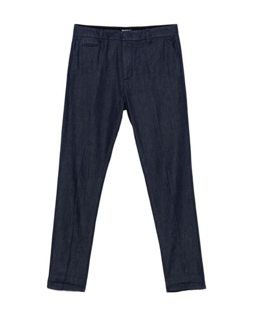 Dondup Blue Cuffed Slim Fit Pants for men