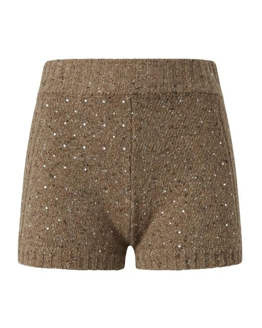 Pinko Natural Embellished Ribbed Shorts