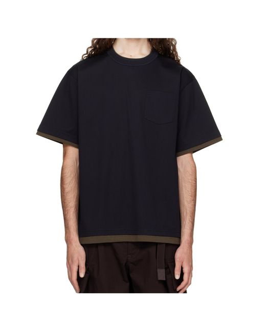 Sacai Black Short-Sleeved T-Shirt for men