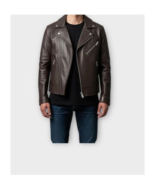Loewe Black Leather Jacket, Nappa Leather Biker Jacket for men