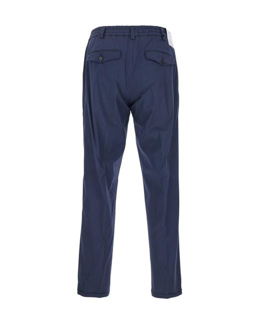 Pt Pantaloni Blue Pt Torino Elasticated Waistband Straight-Leg Pants for men