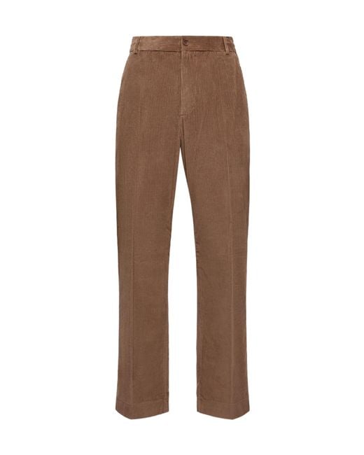 Moncler Brown Corduroy Straight-Leg Trousers for men