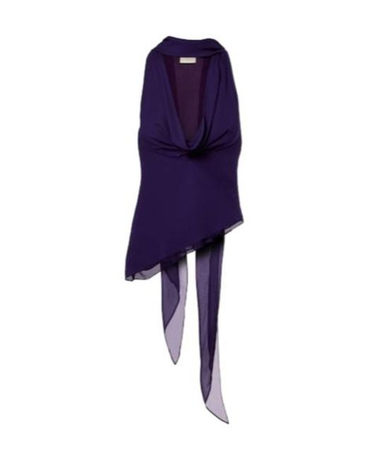 De La Vali Purple Diosa Draped Georgette Top