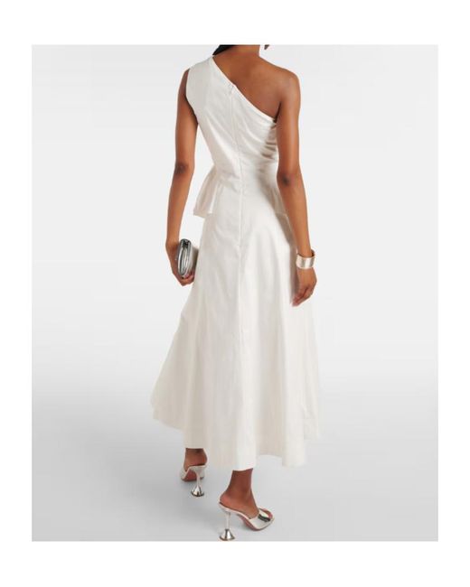 Roland Mouret White One-Shoulder Cotton Poplin Midi Dress