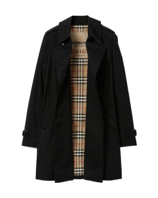 Burberry Black Double Breasted Belted-Waist Coat