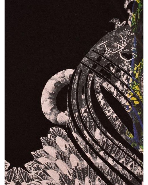 Just Cavalli Black Printed T-Shirt for men