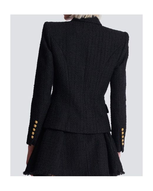 Balmain Blue Tweed Tailored Jacket