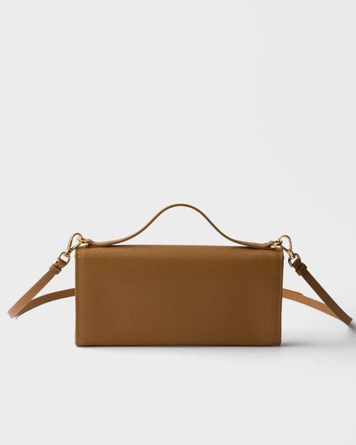 Prada Brown Triangle-Logo Top Handle Wallet