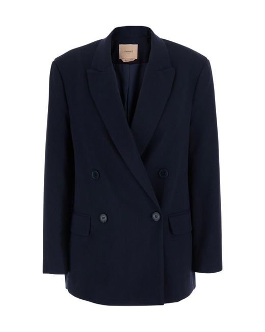 Twinset Blue Double-Breasted Blazer