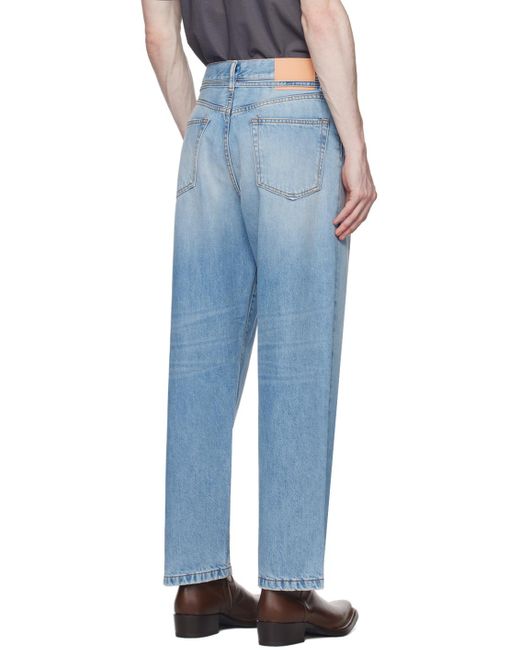 Acne Blue Loose Fit Straight Leg Jeans for men