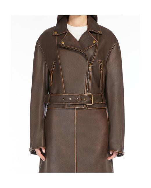 Weekend by Maxmara Brown Zip Detailed Belted Jacket