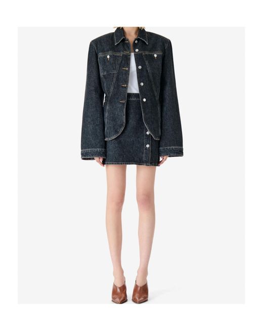 IRO Black Button-Front Mini Skirt