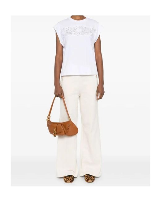 Twinset White Floral-Appliqué Crewneck T-Shirt