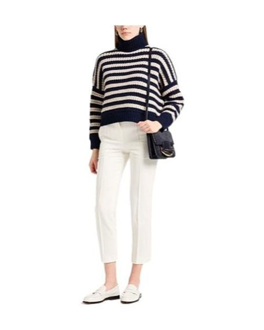 Brunello Cucinelli Blue Striped Knitted Sweater