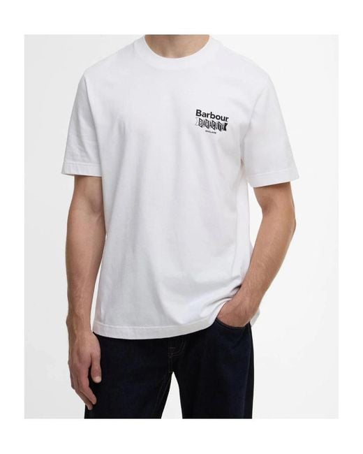 Barbour White Logo-Print T-Shirt for men