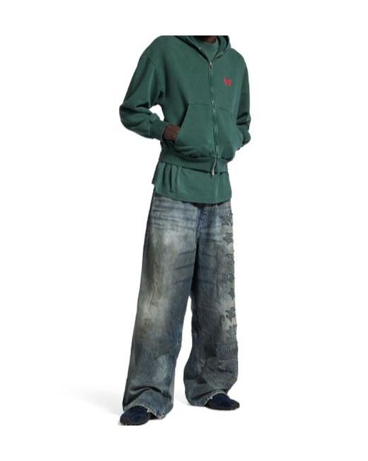 Balenciaga Green Laurel Classic Zip-Up Hoodie for men