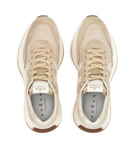 Hogan White Logo Patch Lace-Up Sneakers