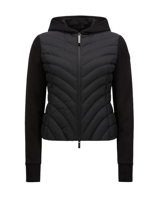 Moncler Black Padded Diagonal-Quilted Zip-Up Jacket