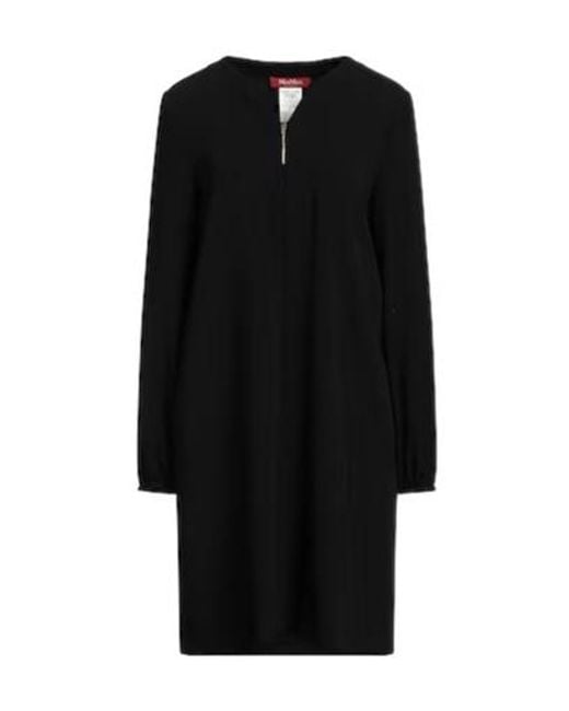 Max Mara Black Solid Long-Sleeve Dress