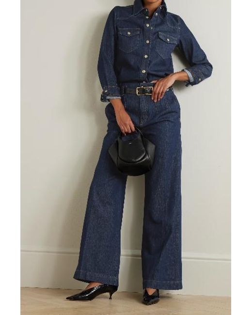 FRAME Blue High-Waisted Wide-Leg Jeans