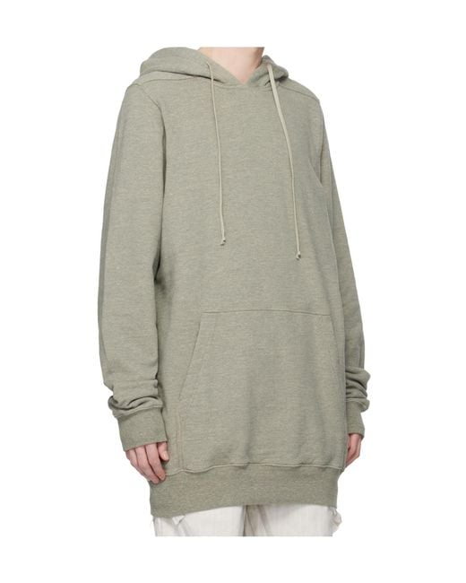 Rick Owens Gray Temple Long-Sleeved Hoodie for men