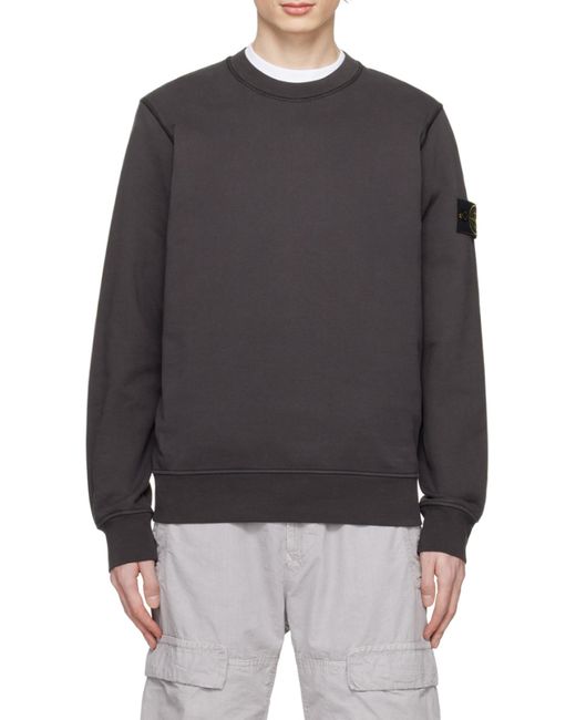 Stone Island Black Compass Patch Crewneck Sweatshirt for men