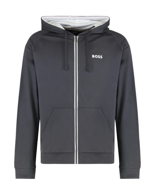 Boss Gray Boss Contrast Zip Hoodie for men