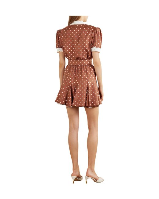 Rodarte Brown Belted Polka-Dot Silk Midi Dress
