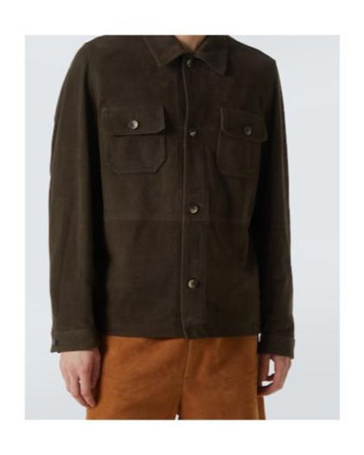 Frescobol Carioca Brown Ravi Suede Overshirt for men