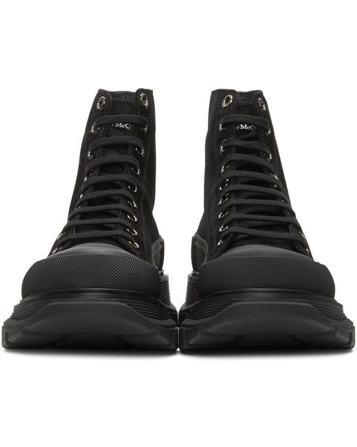 McQueen Black Tread Slick Boots for men