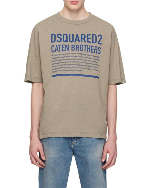 DSquared² Gray Logo Printed Crewneck T-Shirt for men