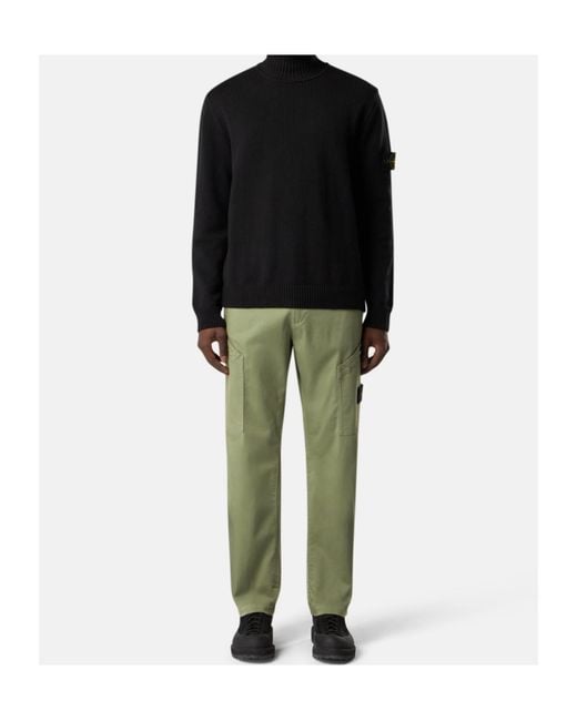 Stone Island Green Logo Patch Trousers for men