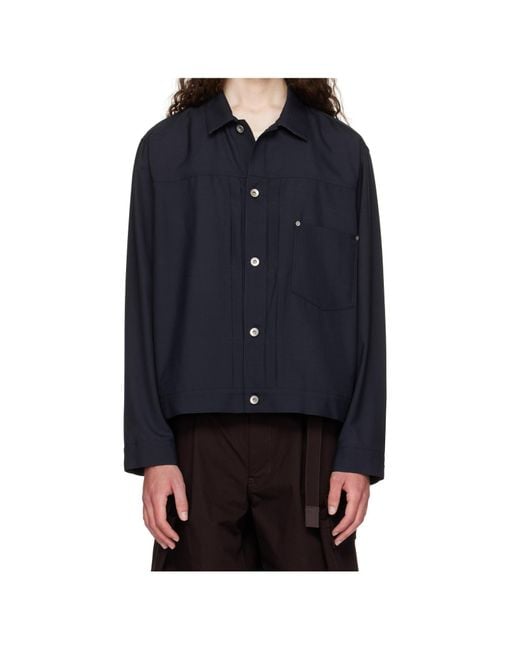 Sacai Black Pleated Pocket Jacket for men