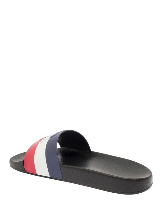 Moncler Brown Basile Logo Embossed Slides for men