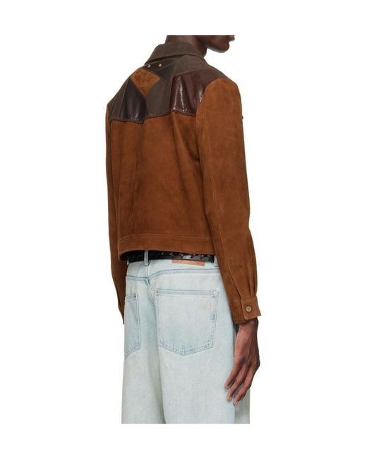 ANDERSSON BELL Brown Harvey Patchwork Suede Jacket for men